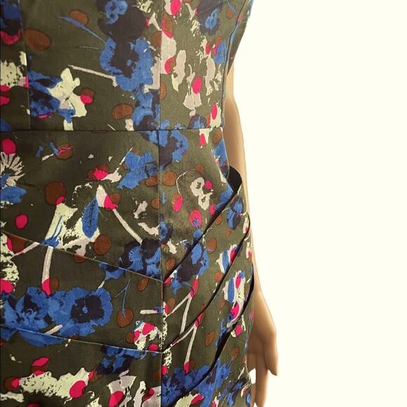 RACHEL ROY Strapless Bodycon Dress Womens Green Blue Floral Sweetheart - Picture 7 of 8